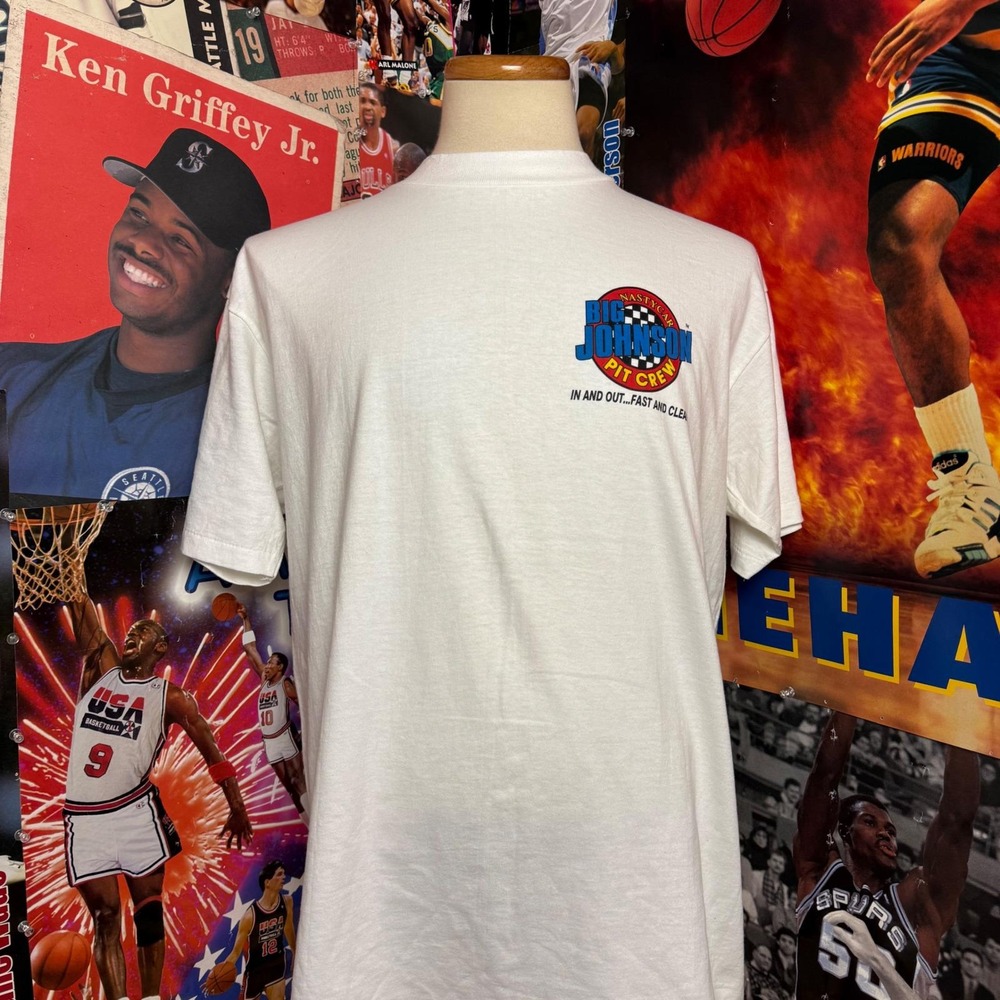 Vintage 90s Big Johnson Pit Crew Nascar Nastycar T Shirt Oneita Sz Large